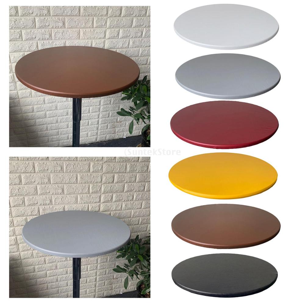 Cubierta elástica impermeable para mesa, Protector de tela, mantel redondo de poliéster, cubierta ajustable para mesa de Catering con borde elástico de 60-120cm