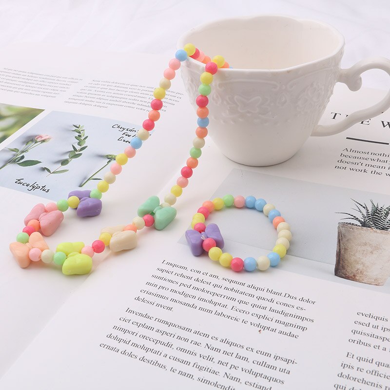 Enfants été style collier bracelet costume bébé doux cheveux accessoires bijoux pentagramme printemps: Jaune