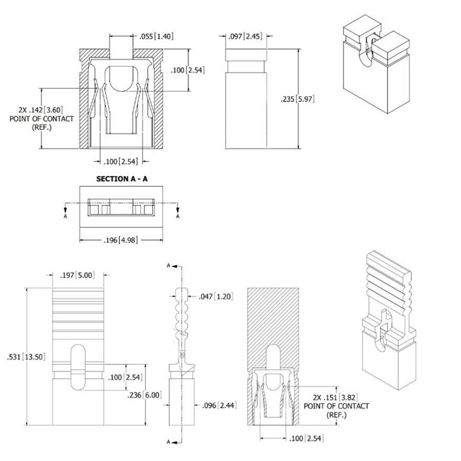 50 st 2.54mm pitch jumper cap pin header kontakt kort / lång typ jumper plug lock gör det själv reparationsdelar