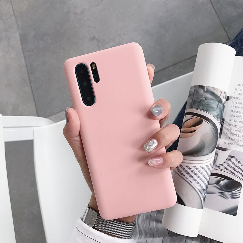 Mat cover til huawei  p30 pro cover mat silikone tpu blødt cover til huawei  p30 pro bagcover: Lyserød