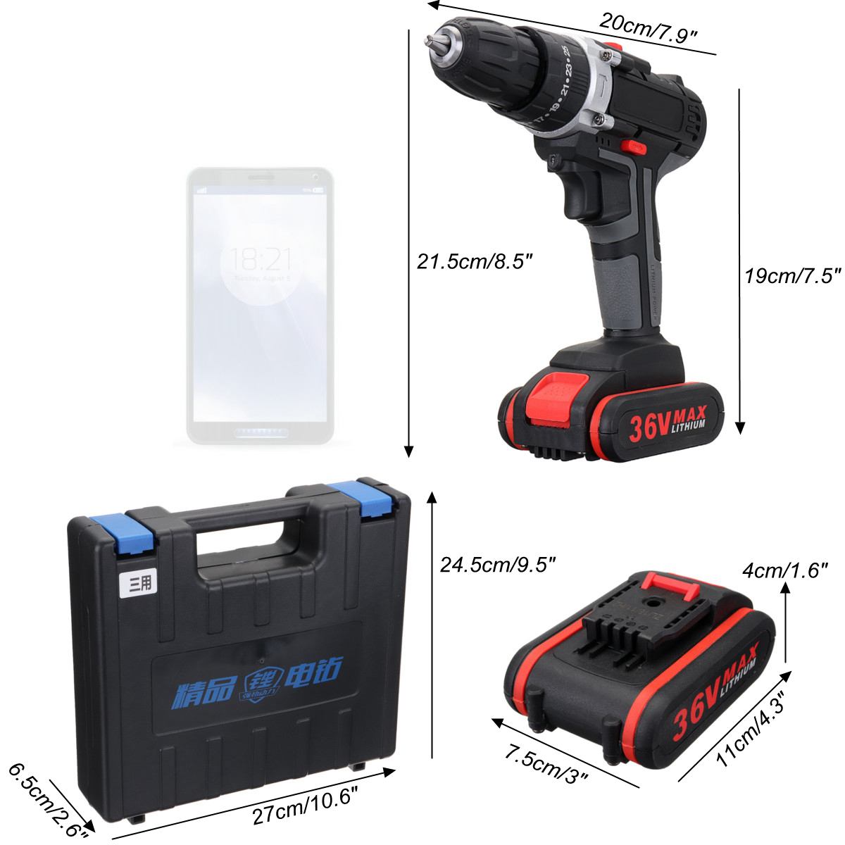 36V Brushless Electric Drill 28N.M Dual Speed Cordless Screwdriver 1 or 2 Li-ion Battery Mini Electric Power Screwdriver Drill