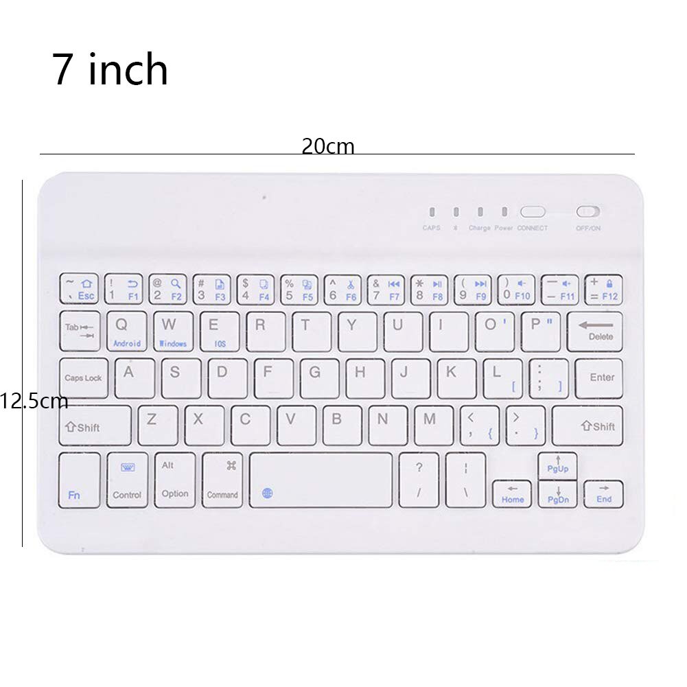 Mini Ultra Slim Wireless Bluetooth Keyboard 7/9/10 Inch Bluetooth 3.0 Keyboard For Ipad Phone Tablet With Windows/Android/iOS: 7 inch  White