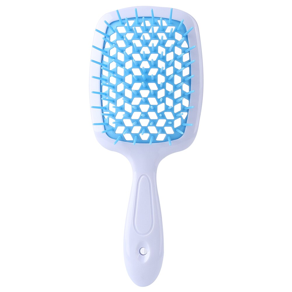Cepillo de pelo enredado para niña, peines de pelo de dientes anchos, placa grande, masaje del cuero cabelludo, ahuecamiento, herramienta transparente para salón en casa: Blue