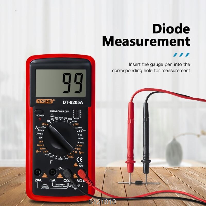 DT9205A multimètre numérique hFE AC testeur électrique à Diode Triode à courant alternatif