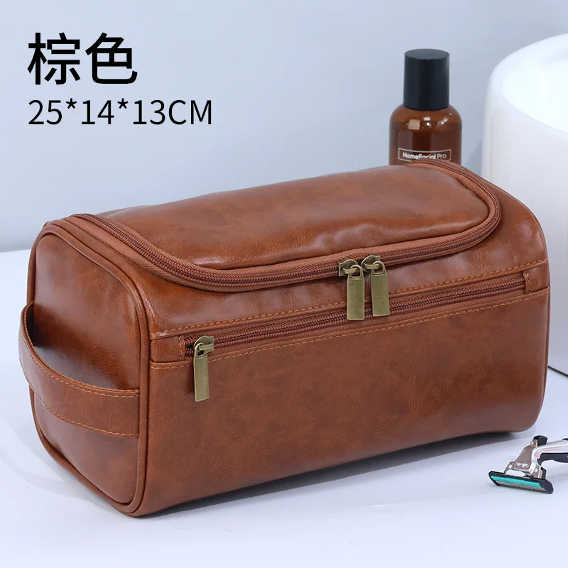Men Vintage Luxury Toiletry Bag Travel Necessary Business Cosmetic Makeup Cases Male Hanging Storage Organizer Wash Bags: black