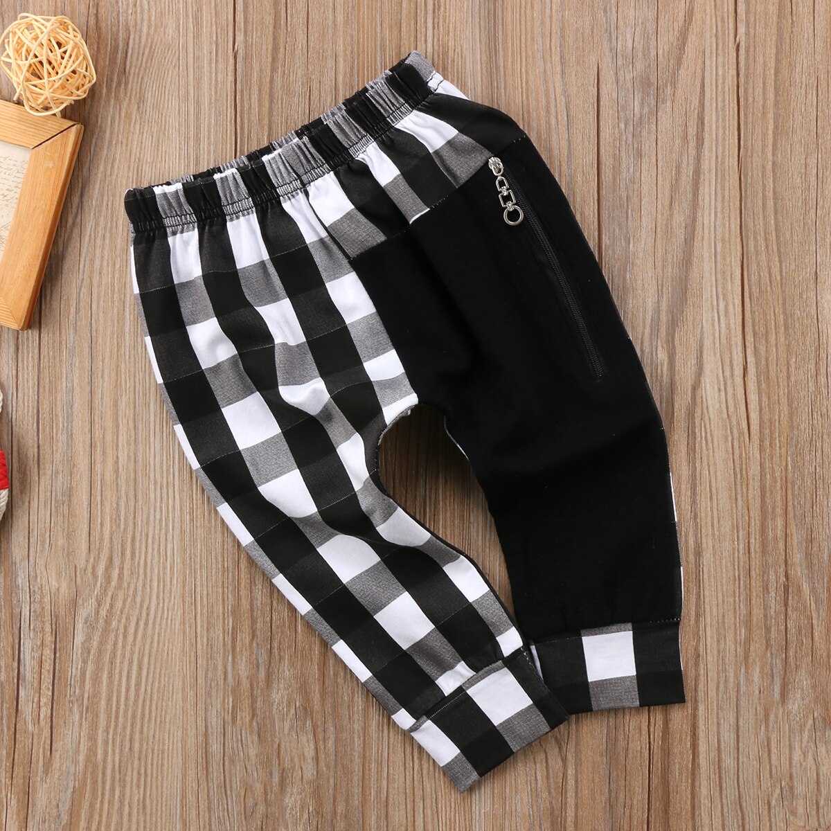 Pudcoco Toddler Kids Boys Plaid Zipper Bottom Pants Boys Casual Panty Harem Pants Trousers