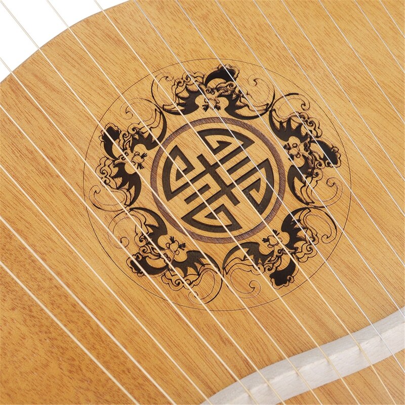 16-Tone Log Lyre Portable Musical Instrument Harp 16-Strings Solid Wood Veneer Lyre Stringed Instrument