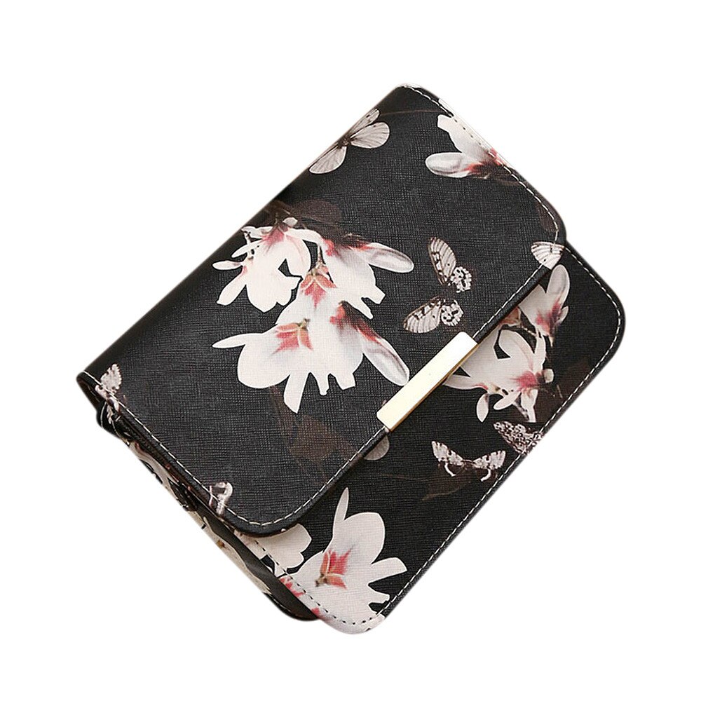 Bloemen lederen Schoudertas Satchel Handtas Retro Messenger Bag Beroemde Clutch Schoudertassen Bolsa Zak Zwart Wit #30: Black