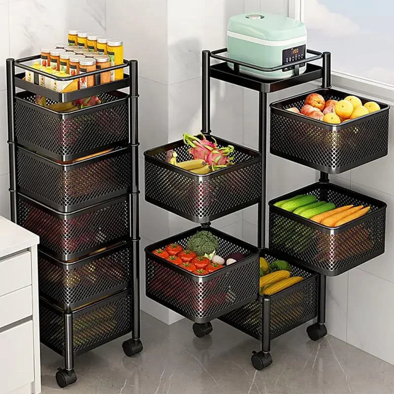 Keuken Draaibaar Fruit Groente Plank Met Wiel Installatie Gratis Multi-Layer Woonkamer Opbergrek Voor Snacks Fruit
