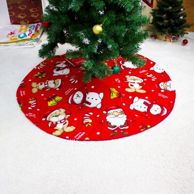 Kerstboom Rok Leuke Kerstman Rendier Sneeuwman Print Boom Matten Voor Home Decoratie
