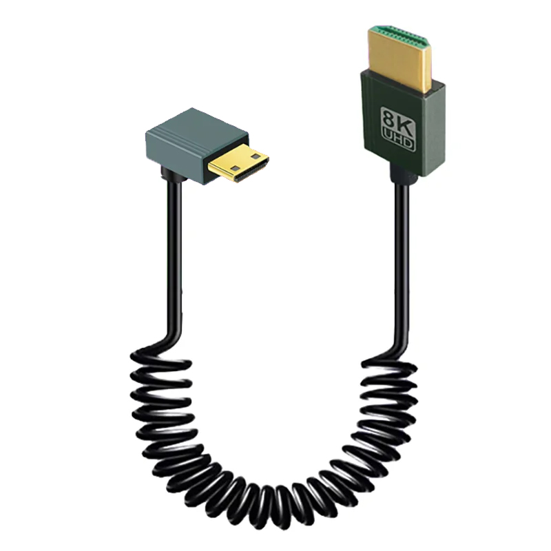 1M Portable 8K UHD Coiled Cable Mini/Micro HDMI-compatible Stretch Spring Cord for PC Laptop Tablet Camera DV Monitor HDTV: SKY BLUE