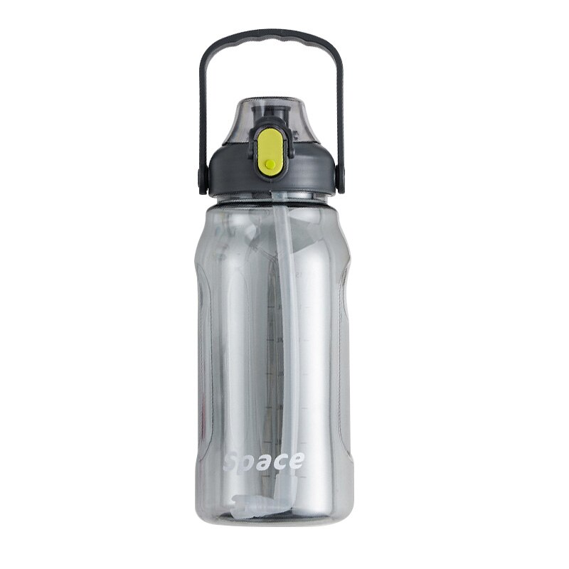 1500Ml Sport Waterfles Plastic Zomer Outdoor Fitness Water Cup Met Stro Draagbare Hoge Capaciteit Gym Stuiteren Deksel Fles: grey