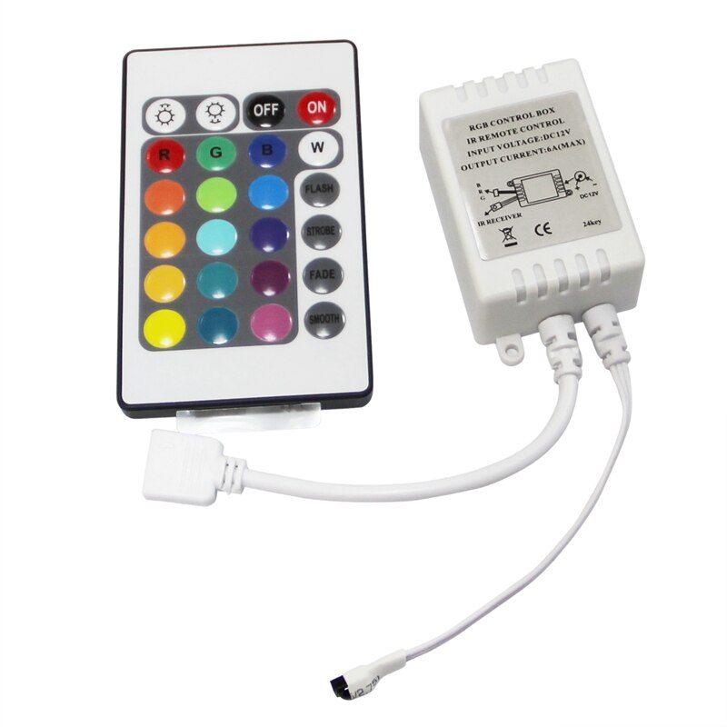LED RGB Controller Control IR FB 24 keys white 12V: Default Title