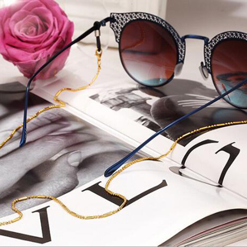 Abalorio de cordón para gafas de color negro, dorado y plateado, cadena de , correa para gafas, cordones informales, accesorios para gafas