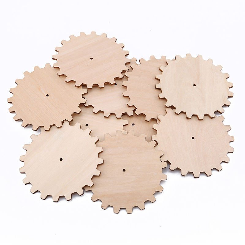 10 pièces en bois inachevé engrenage Puzzle dessiné à la main Doodle accessoires pour pièces de jeu de société artisanat projets ornements