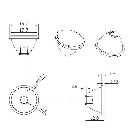 15/30/38/45/85 degree 20MM TIR lens ,matte surface, for 3535 LED (xp,sst20,LH351D,etc)