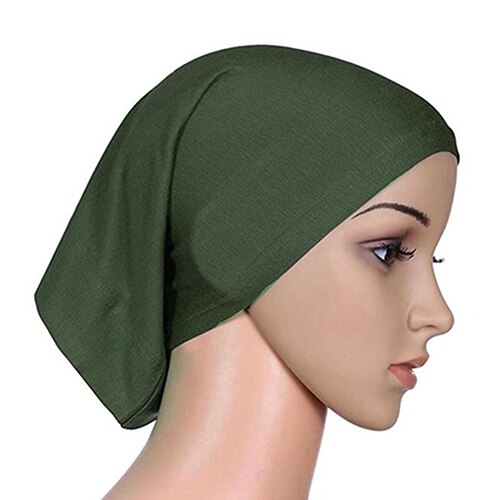 Yksivärinen naisten muslimi islamilainen massiivipuuvillainen hijab-lakkin pää huivin alla huivi turbaani islam-huivi sisäpääpanta konepelti: 6