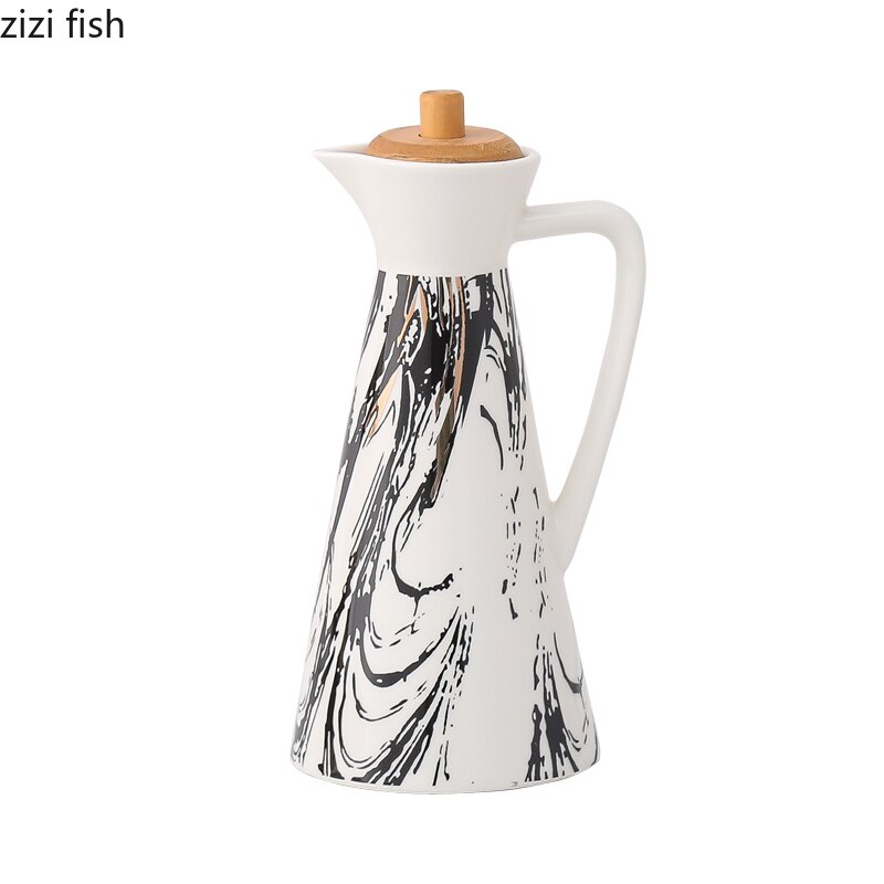 Ceramic Storage Bottle Hip Flask Kitchen Seasoning Bottle with Lid Household Pattern Snack Candy Storage Jar Cereal Dispenser