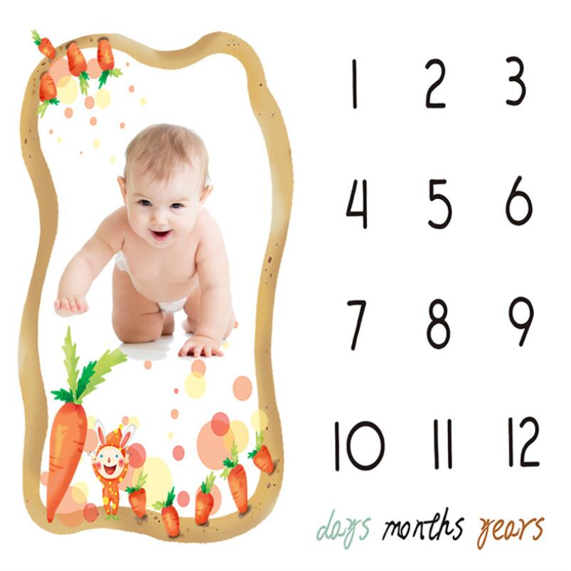 Baby Milestone Foto Props Achtergrond Dekens Dier Patroon Baby Speelmatten Achtergrond Doek Kalender Foto Accessoires Nordic
