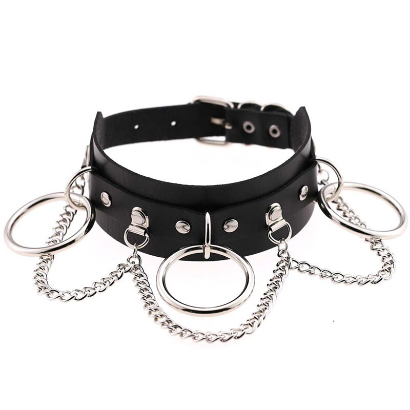 Goth-collier ras du cou foncé pour femmes, Streetwear gothique, ras du cou en métal Harajuku, en chaîne, boucle, à la ,: Default Title