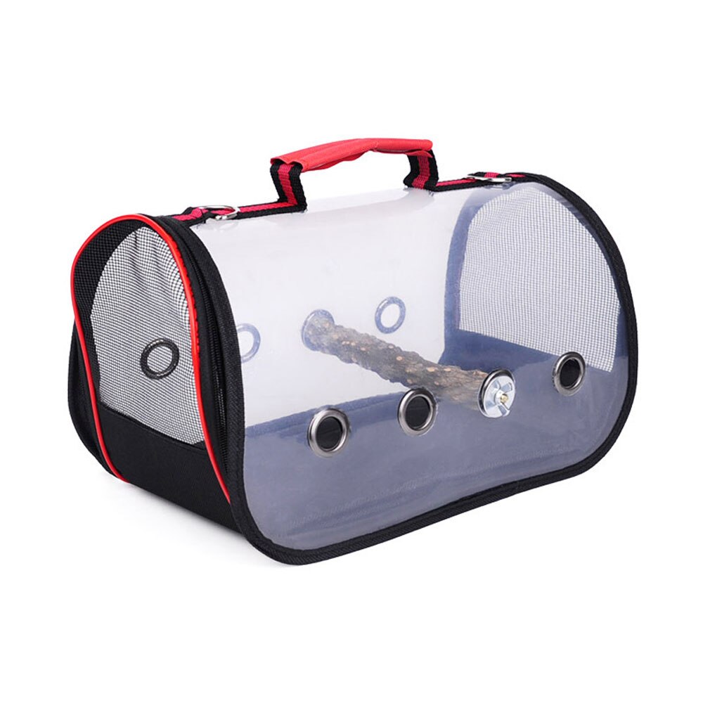 Pet Parrot Carrier Bird Travel Outdoor Bag Space Capsule Transparent Backpack Breathable Bird 360° Sightseeing Transport Cage: Red / M