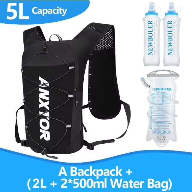 draussen Pfad Laufen 5L Ultraleicht Rucksack Trink Joggen Weste Männer Atmungsaktive Marathon- Fahrrad Tasche Wasser Flasche 500ML/2L: blaue farbe