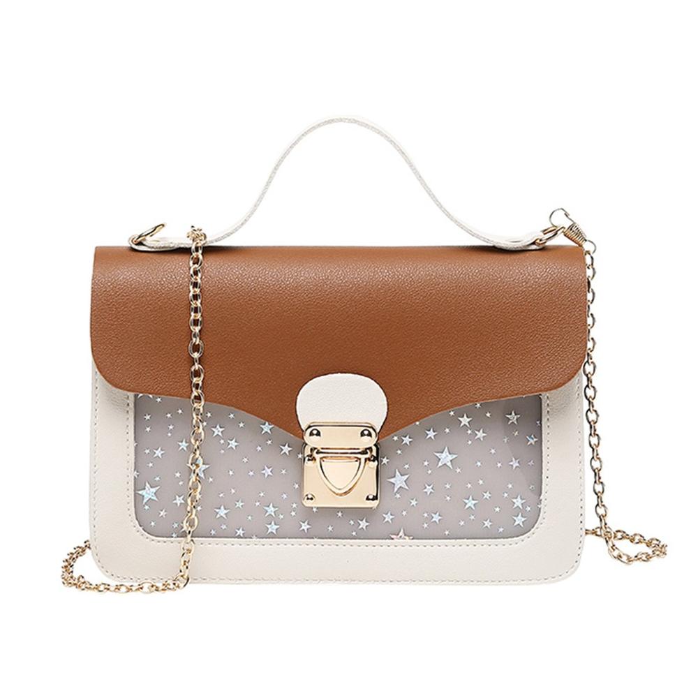 Vrouwen Mini Kleine Vierkante Verpakking Schoudertas Mode Ster Sequin Messenger Crossbody Tas Clutch Portemonnee Handtassen Sac: brown