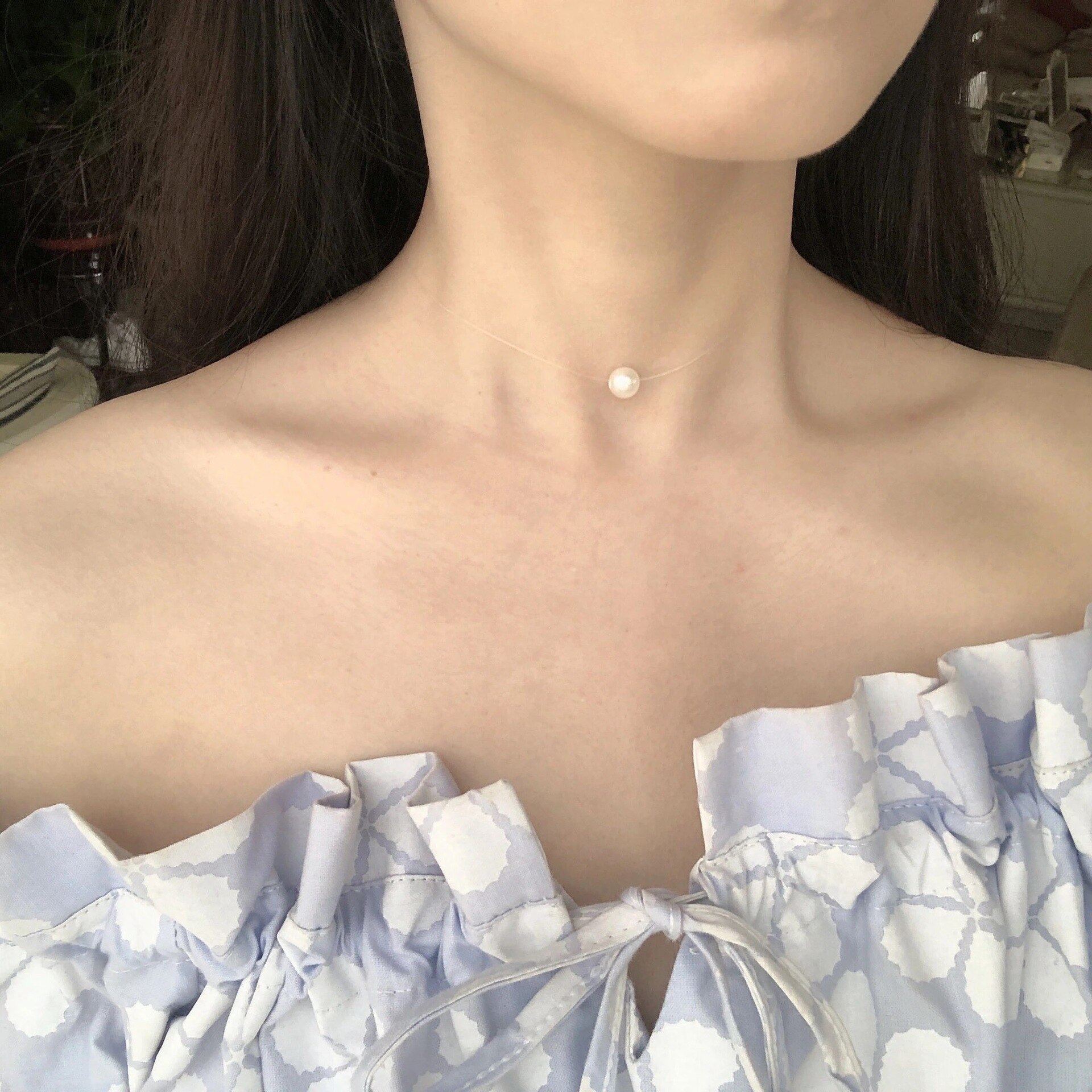 Coreano Invisível Transparente Linha De Pesca Chic 8 milímetros imitação de Pérolas Gargantilhas Colares Meninas Festa de Casamento Jóias presente Para As Mulheres