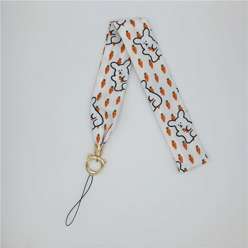 Impressão larga da listra da correia da corrente do pescoço do artigo do chiffon luxuoso para o telefone móvel do gym do cartão da identificação da chave com o grampo do crachá de usb correia diy: WHITE