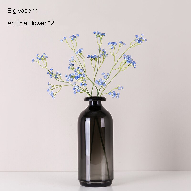 Nordisk glass vase svarte blomstervaser boligdekorasjon tilbehør stue dekor vase dekorasjon husholdning gjennomsiktige vaser: Kombinasjon f