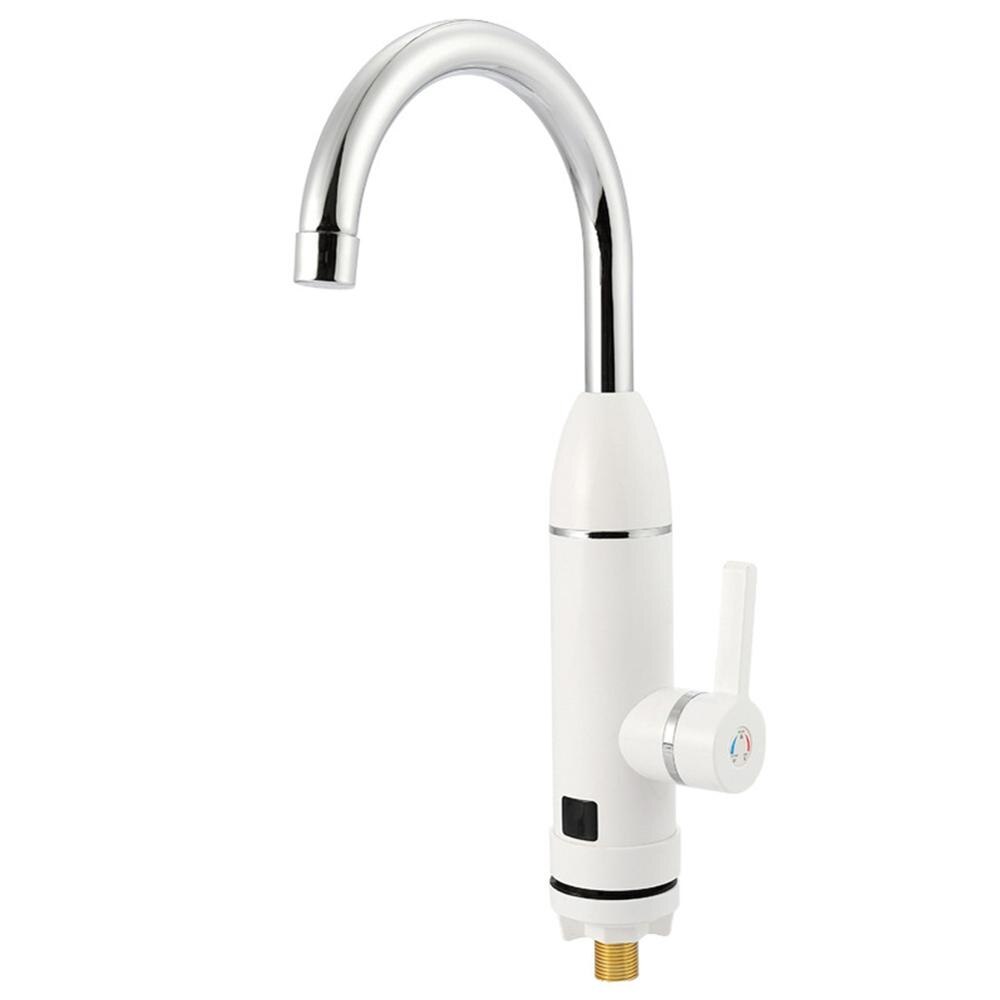 Grifo de agua de calefacción instantánea para cocina y baño, calentador de agua eléctrico giratorio de 220V con pantalla LED de temperatura: White