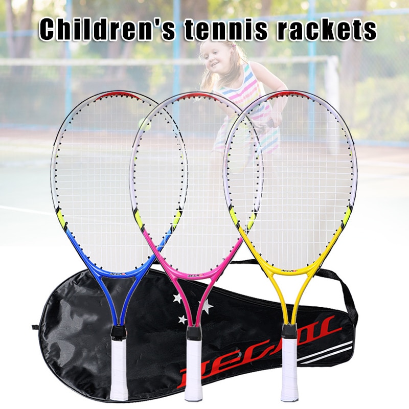 Kids Junior Children Sports Tennis Racket Aluminum Alloy PU Handle Tennis Racket Chidlren Beginners with Carry Bag