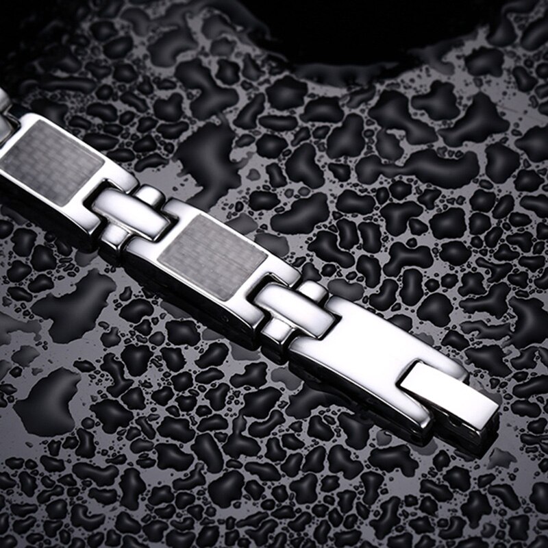 Vnox casuale in Fibra di Carbonio Della Catena A maglia Braccialetti Terapia per le Donne Degli Uomini Stanless Acciaio Bio energia potenza bilancia Magnete Dei Monili