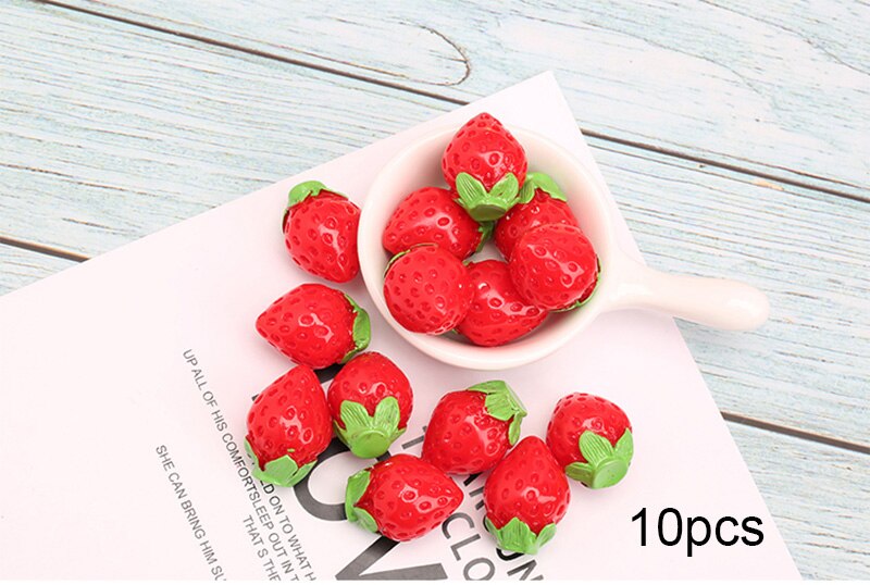 BoxiSlime Supplies Toys Fruit Strawberry Charms Addition Accessories DIY Decor For Fluffy Clear Crystal Slime: L 10pcs