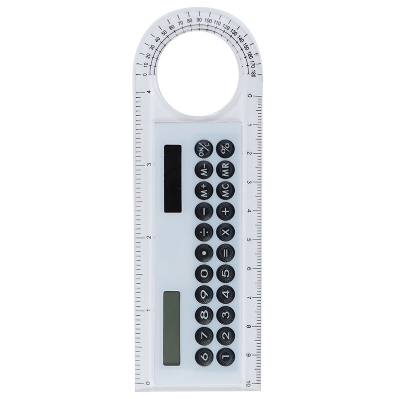 Mini-calculadora cartão de 10cm, energia solar, criativo, com régua multifuncional, material de escritório e escola, 1 peça: white