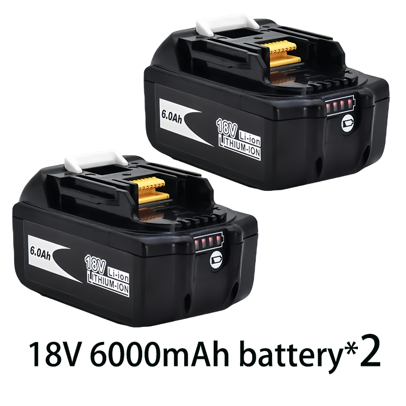 Do elektronarzędzi Makita 18V 6000mAh Akumulator z diodą LED Li-ion Zamiennik LXT BL1860B BL1860 BL1850 + 4A Ładowarka: SZARY