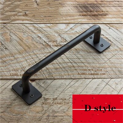 Manija De Puerta Deslizante Negra Estilo Antiguo - Hecha De Acero Al Carbono, Longitud Aproximada De 19.5 Cm, Para Puertas Principales O Interiores
