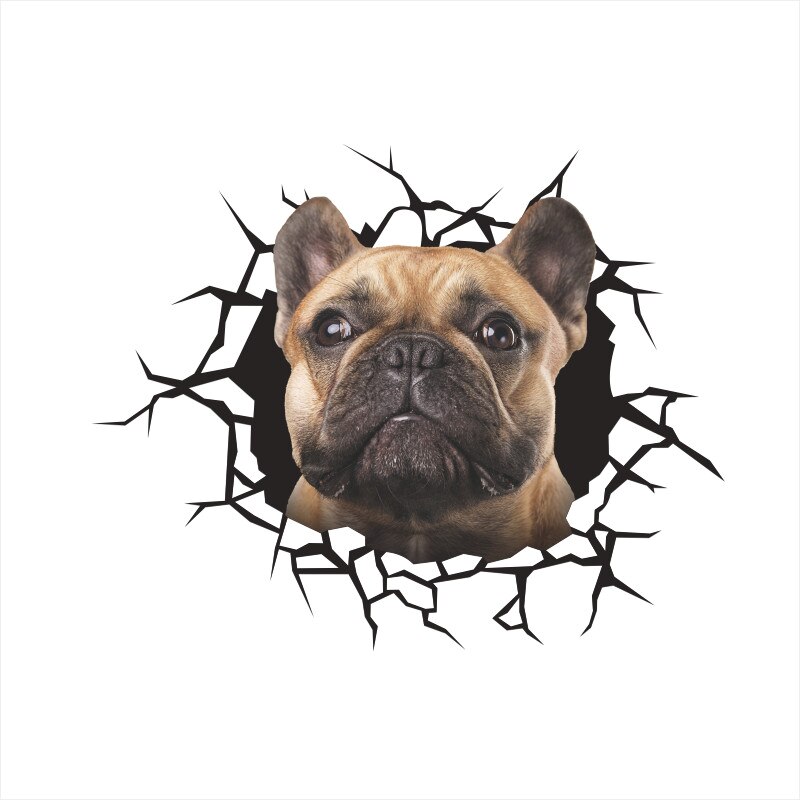 Grappige Honden Wc Stickers Voor Washroom Home Decoratie Diy Vivid 3d Gebroken Gat Patroon Puppy Muurschilderingen Creatieve Pvc Muur decal: GTP037AE