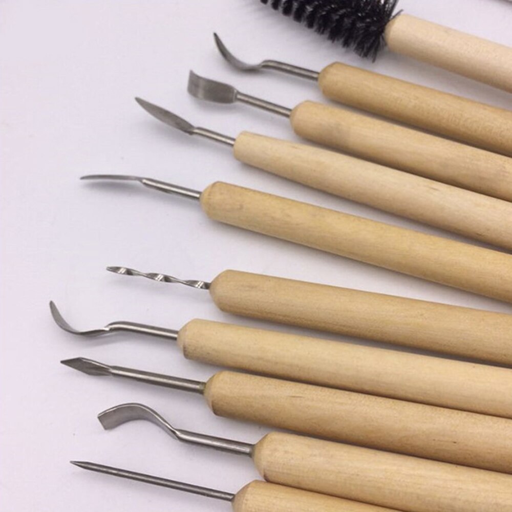 11pcs/Set Clay Sculpting Kit Sculpt Smoothing Wax Carving Pottery Ceramic Tools Polymer Shapers Modeling Carved Tool
