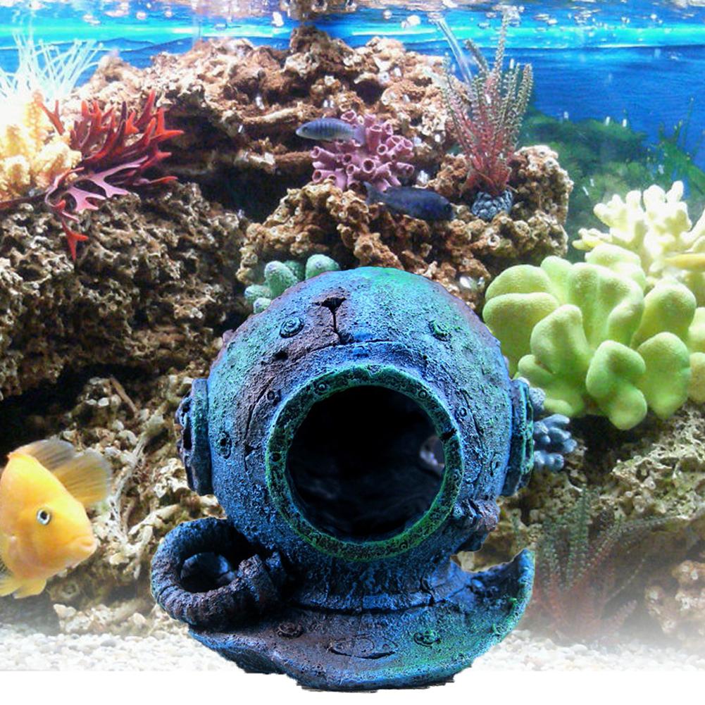 Innovatieve Aquarium Landschapsarchitectuur Hars Decoratie Duiken Helm Vorm Aquarium Decoratie Voor Fish Tank Aquarium