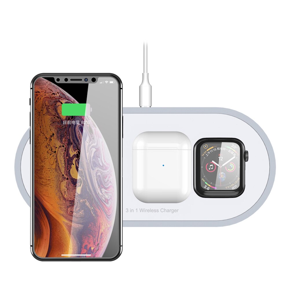 Draadloze Oplader 3 In 1 Snel Opladen Pad Station Voor Apple Horloge Iwatch Serie 5/4/3/2/1 Airpods 2/Pro Iphone 11/11 Pro/Xs Max: Default Title