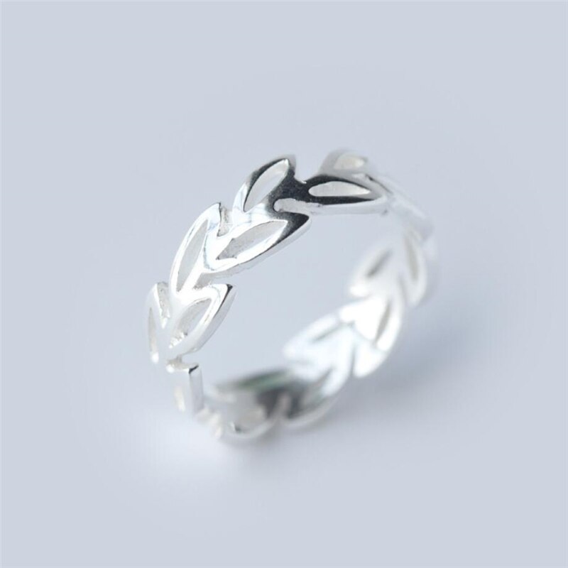 Literary Leaf Hollow 925 Sterling Silver Sweet Fresh Temperament Personality Female Resizable Opening Rings SRI065