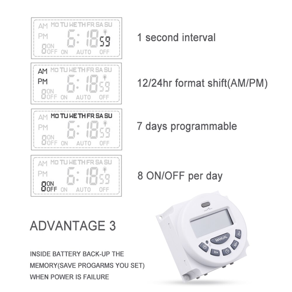Digitale Lcd Timer Schakelaar Socket 220V 110V 12V Ondersteuning Timer Programmeerbare Tijdrelais Controle Wekker Licht tijdschakelaar