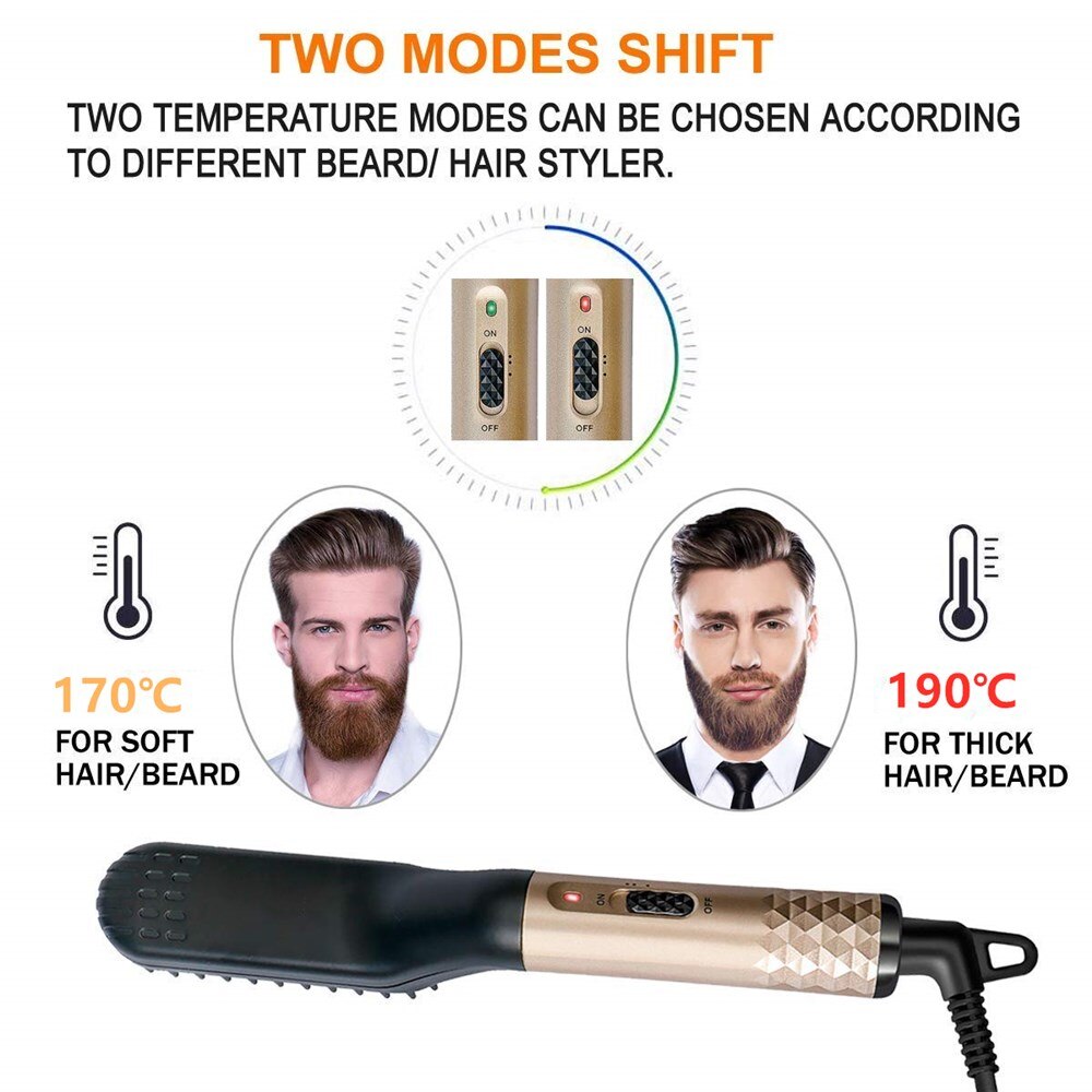 Men Beard Hair Styler Curling Hair Straighteners Brush Iron Electric Comb Straightener Fast Heating Curler Hair Caring Tools
