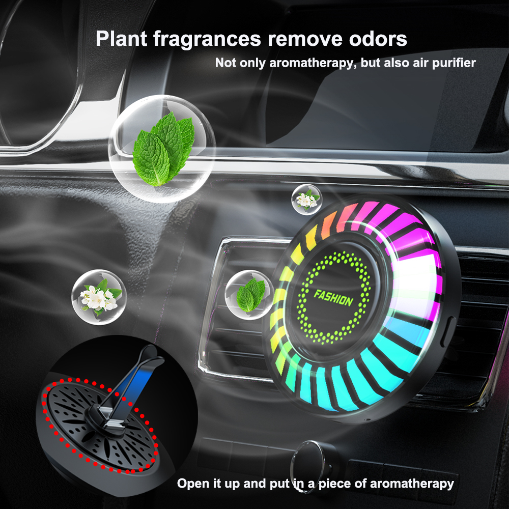 Luz inteligente de ritmo musical para coche, luz LED RGB para ventilación de coche, opción de 256 colores, Control por aplicación de sonido, ambientador, lámpara ambiental