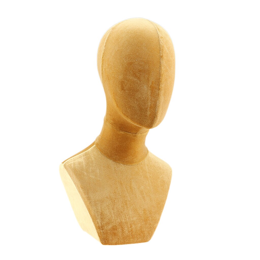 Modelo de Maniquí de terciopelo para hacer pelucas, sombreros, cabeza de exhibición de joyería con hombro: Default Title
