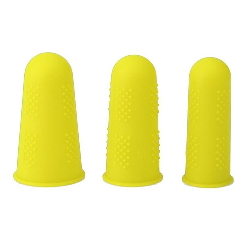 Anti-slip Glue Gun Finger Caps Silicone Finger Cover Protector for High Temperature Resistant Anti-scalding Particles Pitted: Yellow / 5pcs