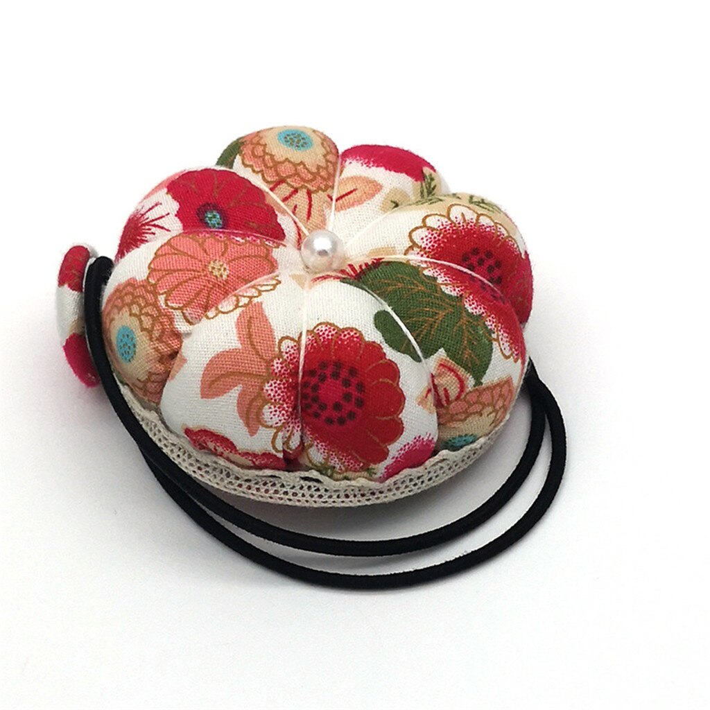 Multi-purpose Floral Shaped Needle Pin Cushion Floral Wrist Pin Cushion Decorative Sewing Machine Cross Stitch Sewing #W3: Red 