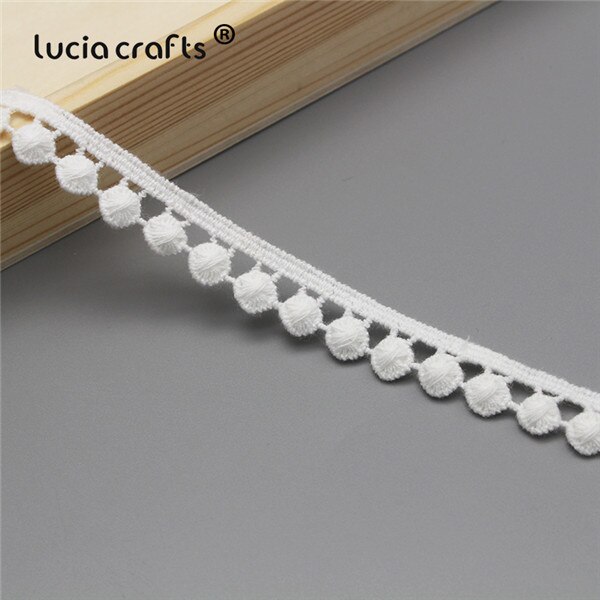 Lucia crafts 3 yards/parti hvidt hult bomuldsblonde stof trimbånd hovedbeklædning syning gør-det-selv beklædningsgenstand dekorationstilbehør  n0401: Stil 3 15mm