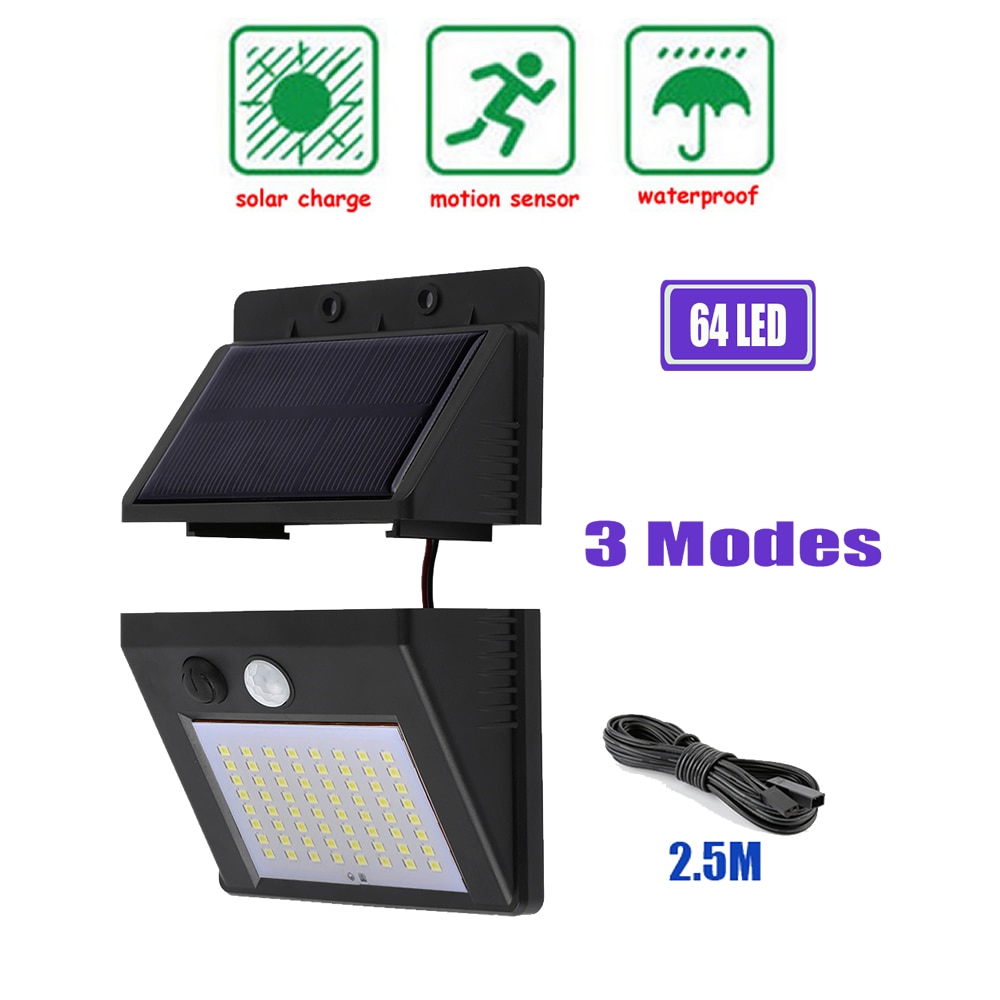 Solar Powered Lamps 64/30 LED Waterproof IP65 Sense Light Infrared Sensors Lamp Outdoor Fence Garden Lighting Pathway Walloption